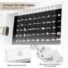 Giantex 12 LED Jewelry Armoire Cabinet with Frameless Full-length Mirror, Standing Jewelry Cabinet with 16 Lipstick Holders, Large Storage Capacity, 3 Angles Adjustable (Black)(White)