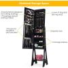 Giantex 12 LED Jewelry Armoire Cabinet with Frameless Full-length Mirror, Standing Jewelry Cabinet with 16 Lipstick Holders, Large Storage Capacity, 3 Angles Adjustable (Black)(Black)