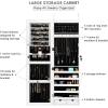 Giantex 15 LEDs Jewelry Armoire, Wall Mounted or Door Hanging, Lockable Jewelry Cabinet with Full Length Mirror, Large Storage Jewelry Organizer Box Armoire for Girls Women (14.5″W x 3.5″D x 47.5″H)(14.5″W x 4″D x 47.5″H)