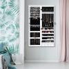 Giantex 15 LEDs Jewelry Armoire, Wall Mounted or Door Hanging, Lockable Jewelry Cabinet with Full Length Mirror, Large Storage Jewelry Organizer Box Armoire for Girls Women (14.5″W x 3.5″D x 47.5″H)(14.5″W x 3.5″D x 47.5″H)