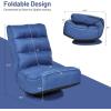 Giantex 360 Degree Swivel Gaming Chair, 6 Position Adjustable Folding Floor Chair, 300lb Spring Support, Comfortable Padded Backrest, Lazy Sofa Chair Game Rocker for Teens Adults (Coffee)(Navy Blue)