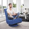 Giantex 360 Degree Swivel Gaming Chair, 6 Position Adjustable Folding Floor Chair, 300lb Spring Support, Comfortable Padded Backrest, Lazy Sofa Chair Game Rocker for Teens Adults (Coffee)(Navy Blue)