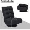 Giantex 360 Degree Swivel Gaming Chair, 6 Position Adjustable Folding Floor Chair, 300lb Spring Support, Comfortable Padded Backrest, Lazy Sofa Chair Game Rocker for Teens Adults (Coffee)(Black)