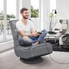 Giantex 360 Degree Swivel Gaming Chair, 6 Position Adjustable Folding Floor Chair, 300lb Spring Support, Comfortable Padded Backrest, Lazy Sofa Chair Game Rocker for Teens Adults (Coffee)(Grey)