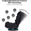 Giantex 360 Degree Swivel Gaming Chair, 6 Position Adjustable Folding Floor Chair, 300lb Spring Support, Comfortable Padded Backrest, Lazy Sofa Chair Game Rocker for Teens Adults (Coffee)(Black)
