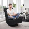 Giantex 360 Degree Swivel Gaming Chair, 6 Position Adjustable Folding Floor Chair, 300lb Spring Support, Comfortable Padded Backrest, Lazy Sofa Chair Game Rocker for Teens Adults (Coffee)(Black)