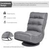 Giantex 360 Degree Swivel Gaming Chair, 6 Position Adjustable Folding Floor Chair, 300lb Spring Support, Comfortable Padded Backrest, Lazy Sofa Chair Game Rocker for Teens Adults (Coffee)(Grey)