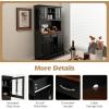 Giantex Buffet Hutch Cabinet, Kitchen Hutch Sideboard, Buffet Cabinet on Storage Island, Wood Kitchenware Server with 3 Large Drawers and 9 Wine Bottle Modules (White)(Black)