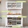 Giantex Buffet Hutch Cabinet, Kitchen Hutch Sideboard, Buffet Cabinet on Storage Island, Wood Kitchenware Server with 3 Large Drawers and 9 Wine Bottle Modules (White)(White)