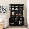 Giantex Buffet Hutch Cabinet, Kitchen Hutch Sideboard, Buffet Cabinet on Storage Island, Wood Kitchenware Server with 3 Large Drawers and 9 Wine Bottle Modules (White)(Black)