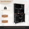 Giantex Buffet Hutch Cabinet, Kitchen Hutch Sideboard, Buffet Cabinet on Storage Island, Wood Kitchenware Server with 3 Large Drawers and 9 Wine Bottle Modules (White)(Black)