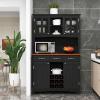 Giantex Buffet Hutch Cabinet, Kitchen Hutch Sideboard, Buffet Cabinet on Storage Island, Wood Kitchenware Server with 3 Large Drawers and 9 Wine Bottle Modules (White)(Black)