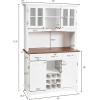 Giantex Buffet Hutch Cabinet, Kitchen Hutch Sideboard, Buffet Cabinet on Storage Island, Wood Kitchenware Server with 3 Large Drawers and 9 Wine Bottle Modules (White)(White)