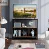 Giantex Buffet Sideboard, Wooden Cupboard, Kitchen Pantry w/Spacious Countertop, Large Open Shelf, 3 Cube Storage Cabinet, Sturdy Rustproof Steel Frame, Modern Stationary Island, Brown & Black(Brown&black)