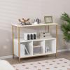 Giantex Buffet Sideboard, Wooden Cupboard, Kitchen Pantry w/Spacious Countertop, Large Open Shelf, 3 Cube Storage Cabinet, Sturdy Rustproof Steel Frame, Modern Stationary Island, Brown & Black(White & Golden)