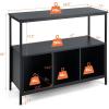 Giantex Buffet Sideboard, Wooden Cupboard, Kitchen Pantry w/Spacious Countertop, Large Open Shelf, 3 Cube Storage Cabinet, Sturdy Rustproof Steel Frame, Modern Stationary Island, Brown & Black(Black)