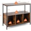 Giantex Buffet Sideboard, Wooden Cupboard, Kitchen Pantry w/Spacious Countertop, Large Open Shelf, 3 Cube Storage Cabinet, Sturdy Rustproof Steel Frame, Modern Stationary Island, Brown & Black(Brown&black)