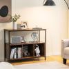 Giantex Buffet Sideboard, Wooden Cupboard, Kitchen Pantry w/Spacious Countertop, Large Open Shelf, 3 Cube Storage Cabinet, Sturdy Rustproof Steel Frame, Modern Stationary Island, Brown & Black(Brown&black)