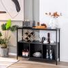Giantex Buffet Sideboard, Wooden Cupboard, Kitchen Pantry w/Spacious Countertop, Large Open Shelf, 3 Cube Storage Cabinet, Sturdy Rustproof Steel Frame, Modern Stationary Island, Brown & Black(Black)