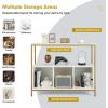 Giantex Buffet Sideboard, Wooden Cupboard, Kitchen Pantry w/Spacious Countertop, Large Open Shelf, 3 Cube Storage Cabinet, Sturdy Rustproof Steel Frame, Modern Stationary Island, Brown & Black(White & Golden)