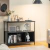 Giantex Buffet Sideboard, Wooden Cupboard, Kitchen Pantry w/Spacious Countertop, Large Open Shelf, 3 Cube Storage Cabinet, Sturdy Rustproof Steel Frame, Modern Stationary Island, Brown & Black(Black)