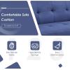 Giantex Convertible Futon Sofa, Modern 3 Seat Sofa Bed with USB and Power Strip, Folding Loveseat, Linen Fabric Lounge Couch for Apartment Dorm, Easy Assembly (Grey)(Blue)