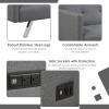 Giantex Convertible Futon Sofa, Modern 3 Seat Sofa Bed with USB and Power Strip, Folding Loveseat, Linen Fabric Lounge Couch for Apartment Dorm, Easy Assembly (Grey)(Grey)