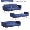Giantex Convertible Futon Sofa, Modern 3 Seat Sofa Bed with USB and Power Strip, Folding Loveseat, Linen Fabric Lounge Couch for Apartment Dorm, Easy Assembly (Grey)(Blue)