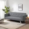 Giantex Convertible Futon Sofa, Modern 3 Seat Sofa Bed with USB and Power Strip, Folding Loveseat, Linen Fabric Lounge Couch for Apartment Dorm, Easy Assembly (Grey)(Grey)