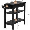 Giantex End Table with Drawer, Narrow Side Table with 2-Tier Open Storage Shelves, Slim Side End Table Compact Nightstand Bedside Table for Living Room Bedroom Small Space, Black(Black)