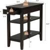 Giantex End Table with Drawer, Narrow Side Table with 2-Tier Open Storage Shelves, Slim Side End Table Compact Nightstand Bedside Table for Living Room Bedroom Small Space, Black(Espresso)