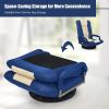 Giantex Floor Chair, 360 Degree Swivel Chair with Adjustable Backrest, Lumbar Support, Armrest, Foldable Lazy Sofa Rocker for TV, Reading, Playing Video Games, Black/Grey(Blue/Beige)