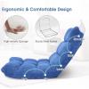 Giantex Folding Floor Chair with Back Support, 14 Adjustable Position, Padded Sleeper Bed, Couch Recliner, Gaming Floor Chairs for Adults, Meditation, Living Room (Grey)(Blue)