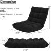 Giantex Folding Floor Chair with Back Support, 14 Adjustable Position, Padded Sleeper Bed, Couch Recliner, Gaming Floor Chairs for Adults, Meditation, Living Room (Grey)(Black)