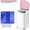 Giantex Full-Automatic Washing Machine Portable Washer and Spin Dryer 7.7 lbs Capacity Compact Laundry Washer with Built-in Barrel Light Drain Pump and Long Hose for Apartments Camping (White & Pink)(White & Pink)