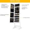 Giantex Jewelry Armoire with Full Length Mirror, Lockable Standing Jewelry Cabinet, Mirror with Jewelry Storage, Ring Earring Necklace Makeup Display, Jewelry Organizer Box for Women Girls (White)(White)