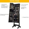 Giantex Jewelry Armoire with Full Length Mirror, Lockable Standing Jewelry Cabinet, Mirror with Jewelry Storage, Ring Earring Necklace Makeup Display, Jewelry Organizer Box for Women Girls (White)(Black)