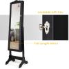 Giantex Jewelry Armoire with Full Length Mirror, Lockable Standing Jewelry Cabinet, Mirror with Jewelry Storage, Ring Earring Necklace Makeup Display, Jewelry Organizer Box for Women Girls (White)(Black)