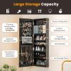Giantex Jewelry Cabinet Armoire Door Wall Mount, 47.2in Lockable Touch Screen Lighted Full Length Mirror, 3 Lighting Settings, Inside Makeup Mirror, Jewelry Storage Box Organizer (Black)(Black)