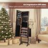 Giantex Jewelry Cabinet with Full-Length Mirror, Standing Jewelry Armoire Organizer with 64 Earring Slots, 72 Ring Slots, 20 Necklace Hooks, 4 Storage Shelves, 3 Angle Adjustable (Black)(Rustic Brown)