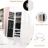 Giantex Jewelry Cabinet with Full-Length Mirror, Standing Jewelry Armoire Organizer with 64 Earring Slots, 72 Ring Slots, 20 Necklace Hooks, 4 Storage Shelves, 3 Angle Adjustable (Black)(White)