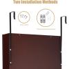 Giantex LED Jewelry Cabinet Wall Mounted Door Hanging, Lockable Jewelry Armoire with 47.2” Full Length Mirror, Foldable Makeup Tray, Lipstick Brush Holders, Jewelry Storage Organizer (White)(Brown)