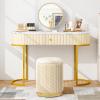 Giantex Ottoman with Storage – Set of 2 Storage Ottomans, 1 Large & 1 Small Nesting Ottoman Side Table, Upholstered Linen Round Foot Rest Vanity Stool for Bedroom Living Room (Gray)(Beige & Golden)
