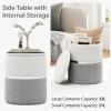 Giantex Ottoman with Storage – Set of 2 Storage Ottomans, 1 Large & 1 Small Nesting Ottoman Side Table, Upholstered Linen Round Foot Rest Vanity Stool for Bedroom Living Room (Gray)(Gray & Silver)