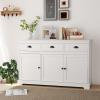 Giantex Sideboard Buffet Server Storage Cabinet Console Table Home Kitchen Dining Room Furniture Entryway Cupboard with 2 Cabinets and 3 Drawers Adjustable Shelves, Gray(White)