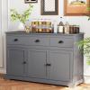 Giantex Sideboard Buffet Server Storage Cabinet Console Table Home Kitchen Dining Room Furniture Entryway Cupboard with 2 Cabinets and 3 Drawers Adjustable Shelves, Gray(Grey)