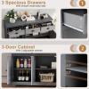 Giantex Sideboard Buffet Server Storage Cabinet Console Table Home Kitchen Dining Room Furniture Entryway Cupboard with 2 Cabinets and 3 Drawers Adjustable Shelves, Gray(Grey)