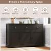 Giantex Sideboard Buffet Server Storage Cabinet Console Table Home Kitchen Dining Room Furniture Entryway Cupboard with 2 Cabinets and 3 Drawers Adjustable Shelves, Gray(Brown)