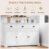 Giantex Sideboard Buffet Server Storage Cabinet Console Table Home Kitchen Dining Room Furniture Entryway Cupboard with 2 Cabinets and 3 Drawers Adjustable Shelves, Gray(White)