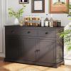 Giantex Sideboard Buffet Server Storage Cabinet Console Table Home Kitchen Dining Room Furniture Entryway Cupboard with 2 Cabinets and 3 Drawers Adjustable Shelves, Gray(Brown)